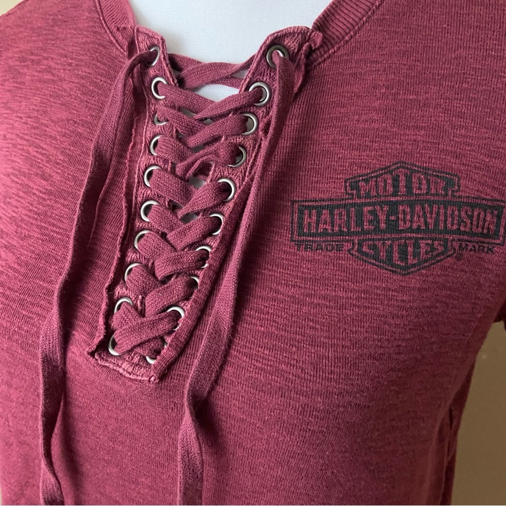 Harley Davidson Freedom Laced Neckline Women’s Tee- Burgundy- M
